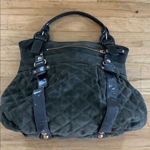 Maxx New York slate grey suede handbag